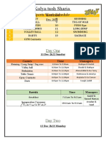 Sports Week Schedule for Kulya tush Sharia