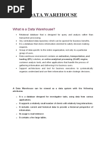DATA Ware House & Mining NOTES