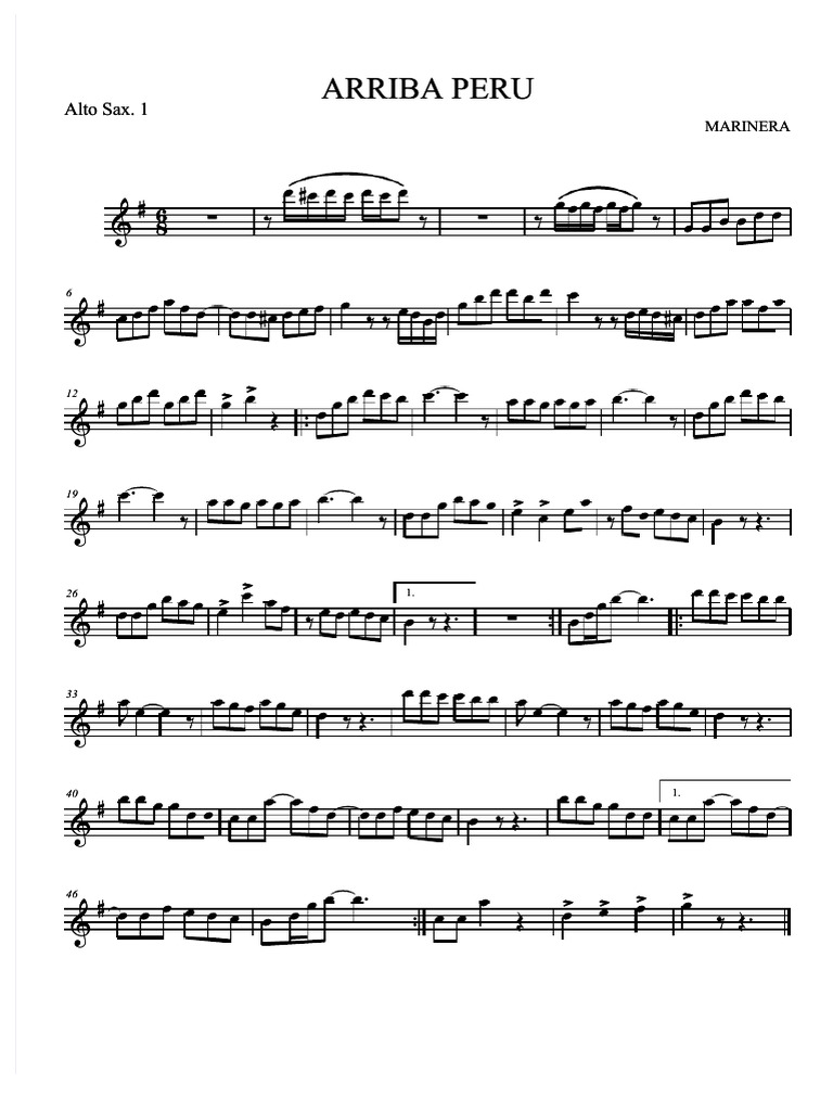 Arriba Peru Marinera Sheet Music | PDF | Musical Instruments ...