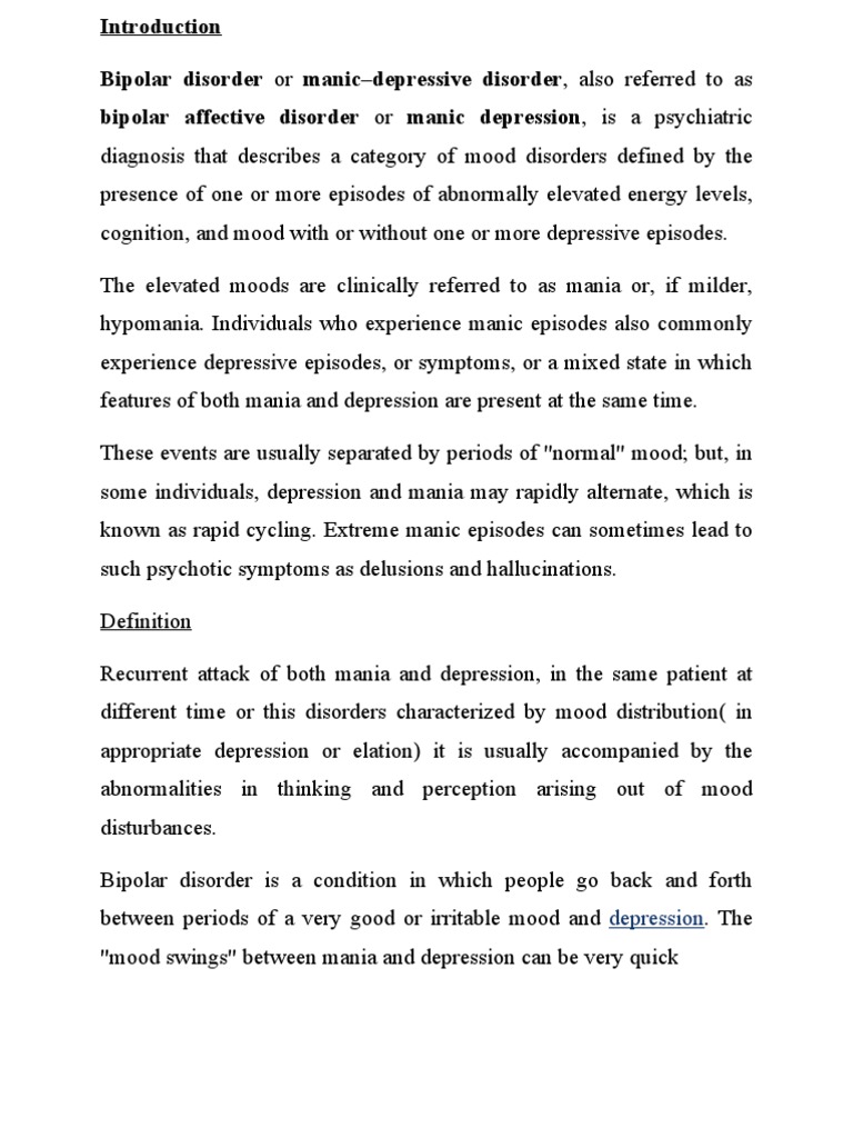 Understanding Bipolar Disorder Types | PDF | Mania | Bipolar Disorder