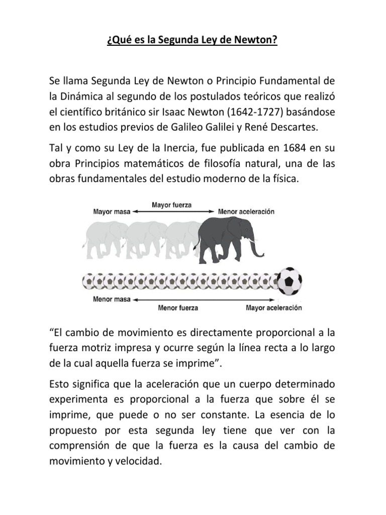 Qué Es La Segunda Ley de Newton | PDF