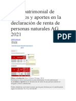 Valor Patrimonial de Acciones y Aportes en La Declaración de Renta de Personas Naturales AG 2021
