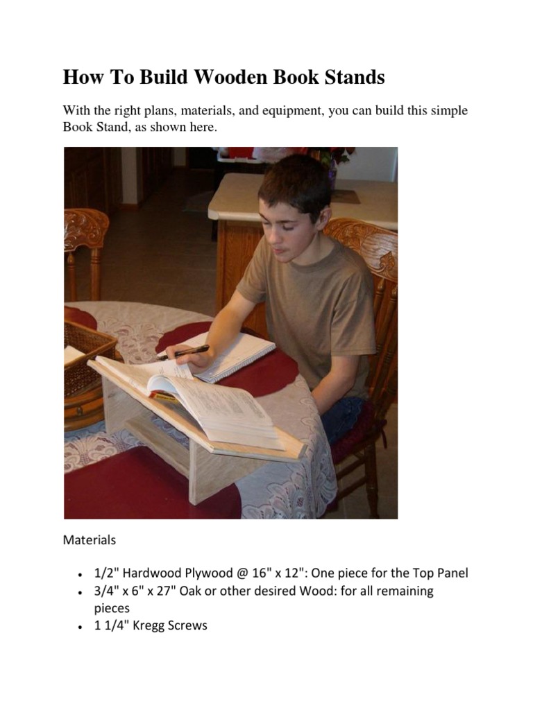 DIY Wooden Book Stand Instructions | PDF | Home & Garden