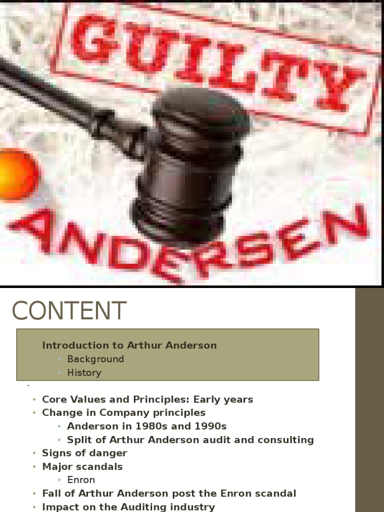 Arthur Anderson Case - Presented by Group 4 - 20110730 | PDF | Enron ...