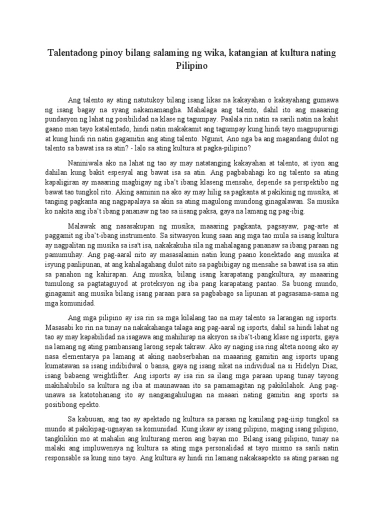 a true filipino essay