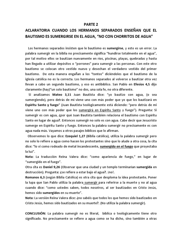 Parte 2 EL SACRAMENTO DEL BAUTISMO Y LA FÓRMULA TRINITARIA | PDF ...