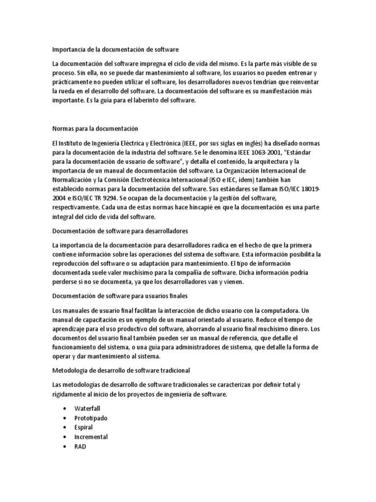 Importancia de La Documentación de Software | PDF