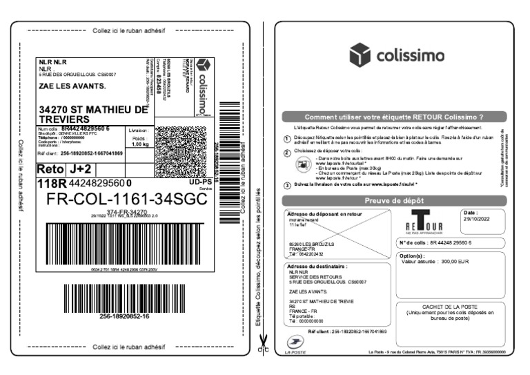 Étiquette Retour Colissimo à Imprimer | PDF | Télécommunications