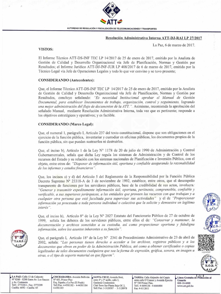 MA-005. Manual de Gestión Documental (Versión 1) ATT BOLIVIA | PDF