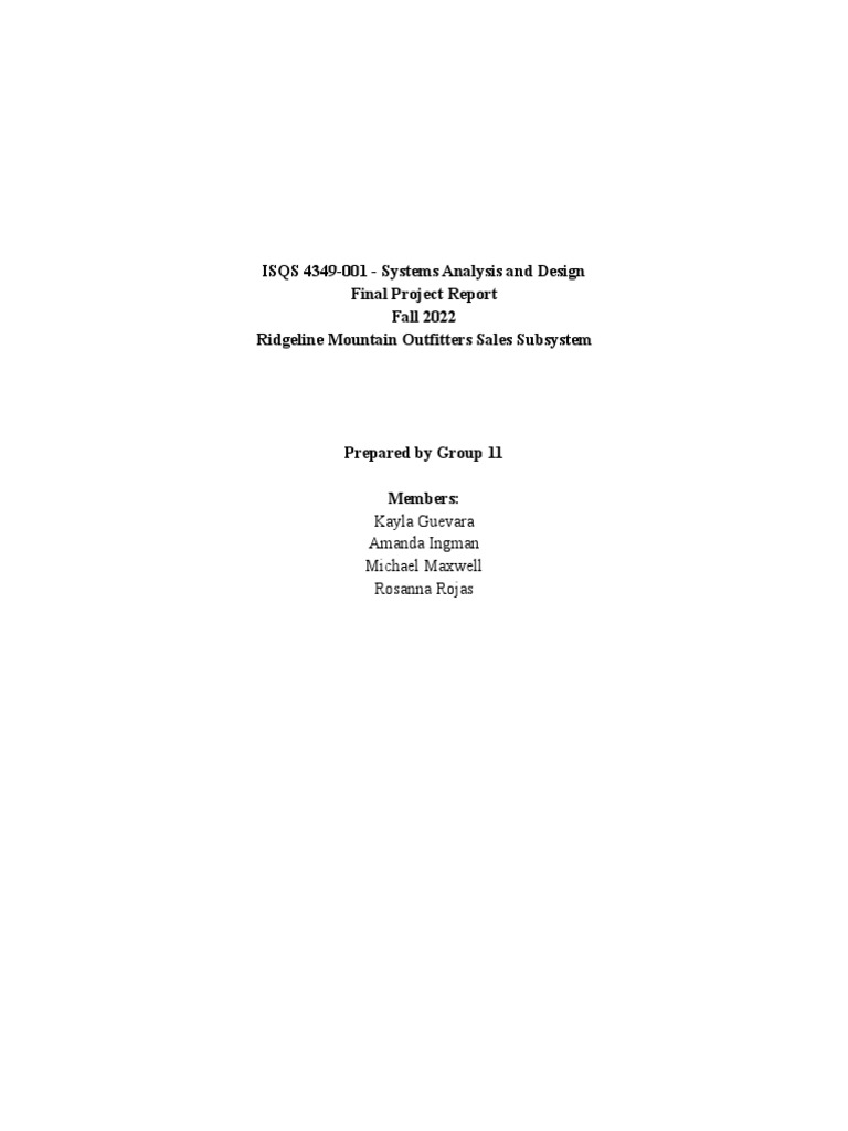RMO Sales Subsystem Project Report | PDF | Relational Model | Use Case