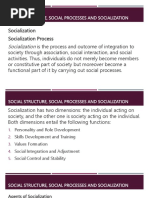 Socialization: Social Structure, Social Processes and Socialization