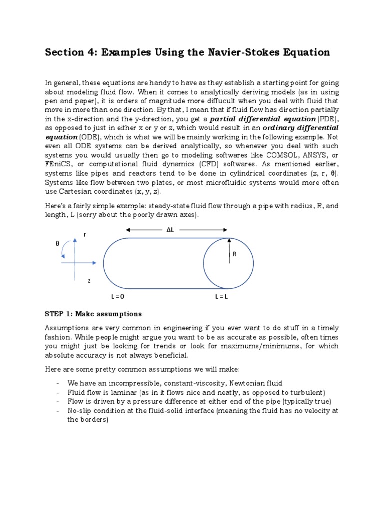 Navierstokes Exercises 3 PDF Fluid Dynamics NavierStokes Equations