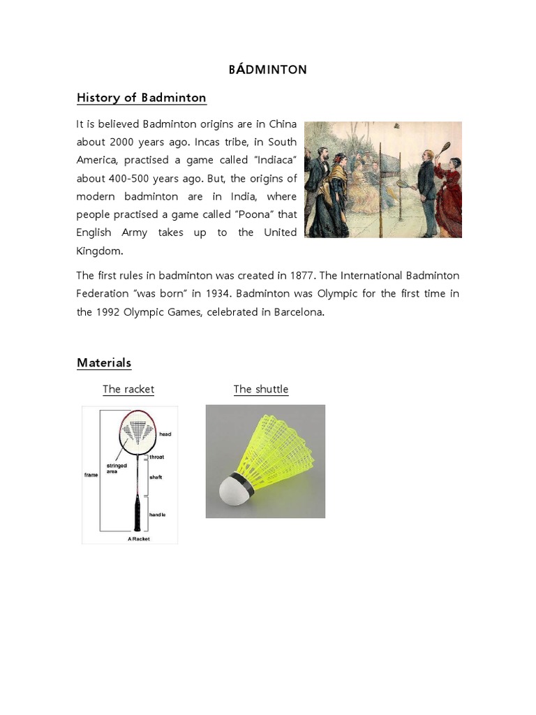 APUNTES BÁDMINTON (Inglés) PDF Athletic Sports Games Of Physical