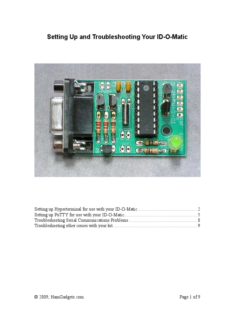 ID O Matic Setup Troubleshooting PDF