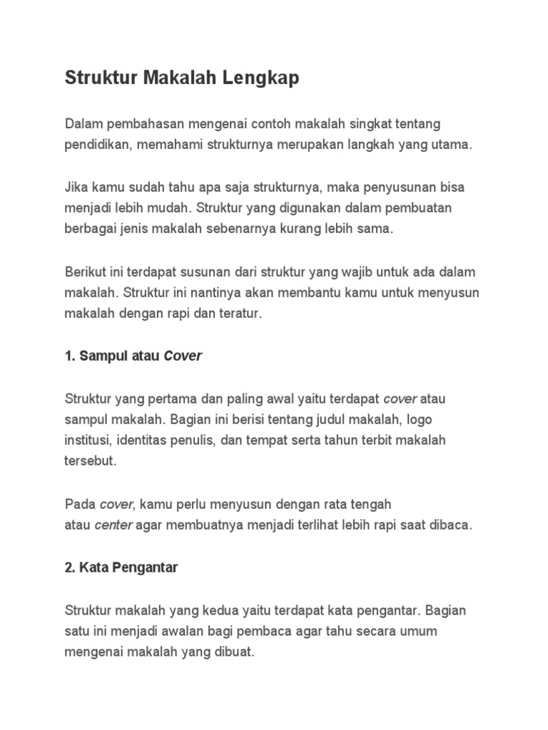 Struktur Makalah Lengkap: 1. Sampul Atau Cover | PDF