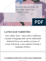 Varieties and Registers of Spoken and Written Language
