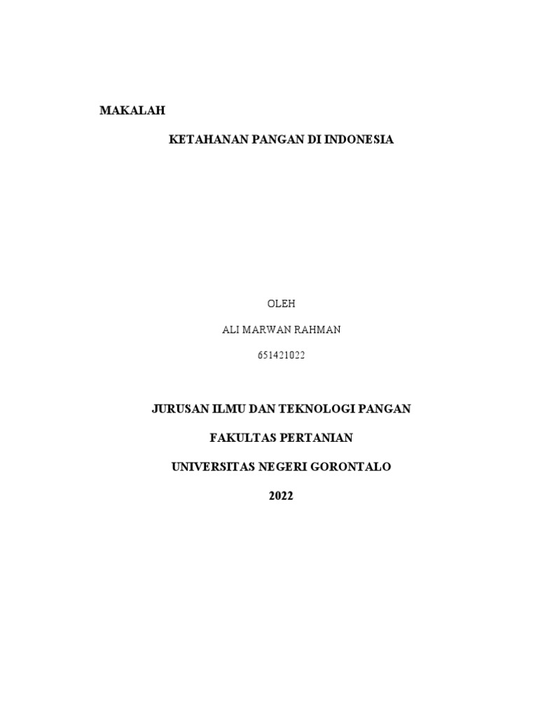 Ketahanan Pangan Indonesia: Tantangan dan Solusi | PDF