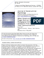Journal of Constructivist Psychology: To Cite This Article: Susan Pass (2007) When Constructivists Jean Piaget and