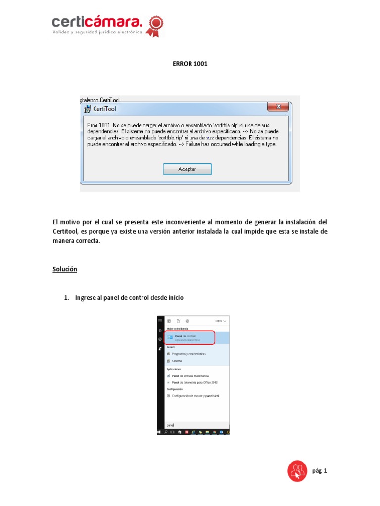 Error 1001 certitool pdf
