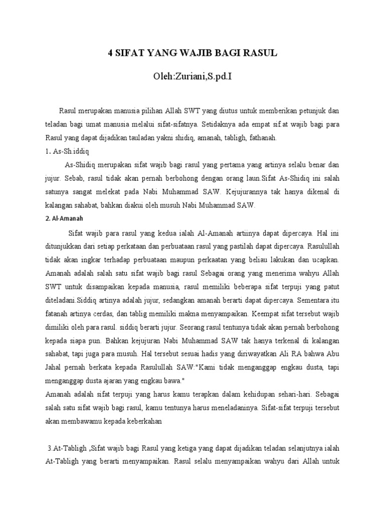 Empat Sifat Penting Rasul Pdf