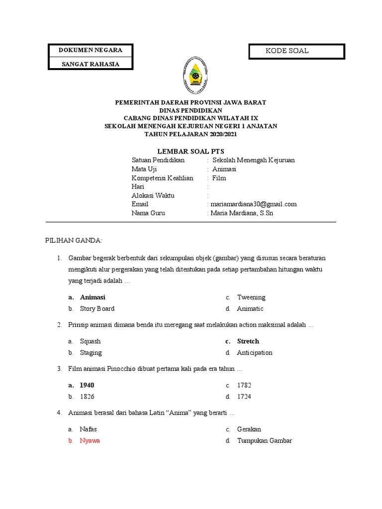 Contoh Soal Animasi | PDF