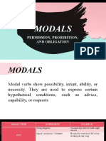 MODALS: PERMISSION, PROHIBITION, AND OBLIGATION