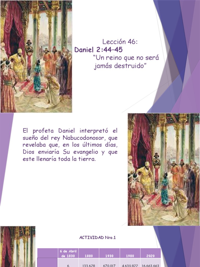 Leccion 46 Daniel 2 44-45 | PDF | Daniel (figura bíblica) | Iglesia ...