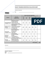 Project Progress Reporting Evaluation Sheet