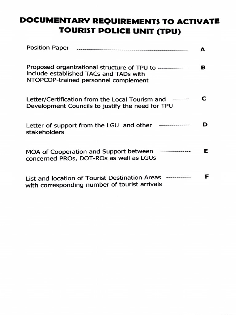 Documentary Requirements To Activate TPU | PDF