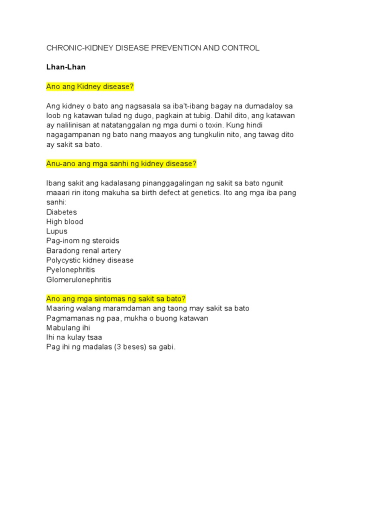 Health Teaching - KIDNEY DISEASE | PDF