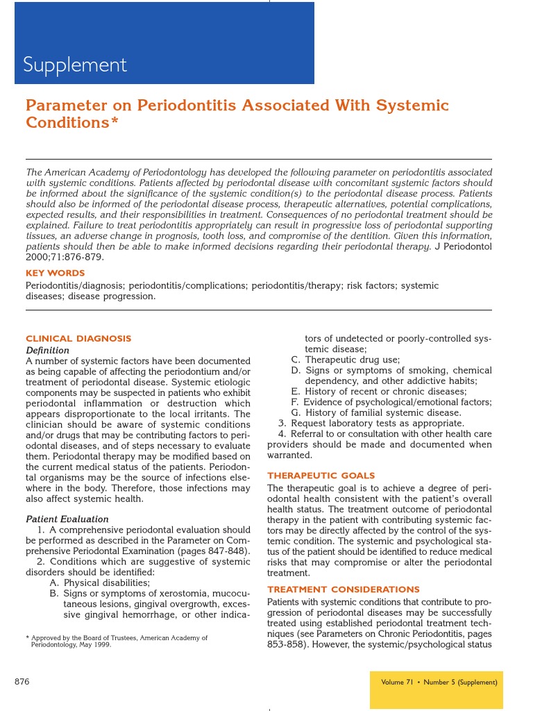 Periodontitis and Systemic Health Factors | PDF | Periodontology | Diabetes