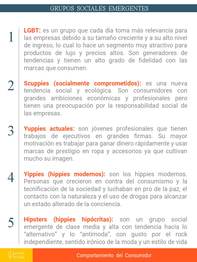 Grupos Sociales Emergentes y Scuppies | PDF | Hippie | Los consumidores
