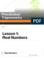 Precalculus Trigonometry Grade 9 Lesson on Real Numbers