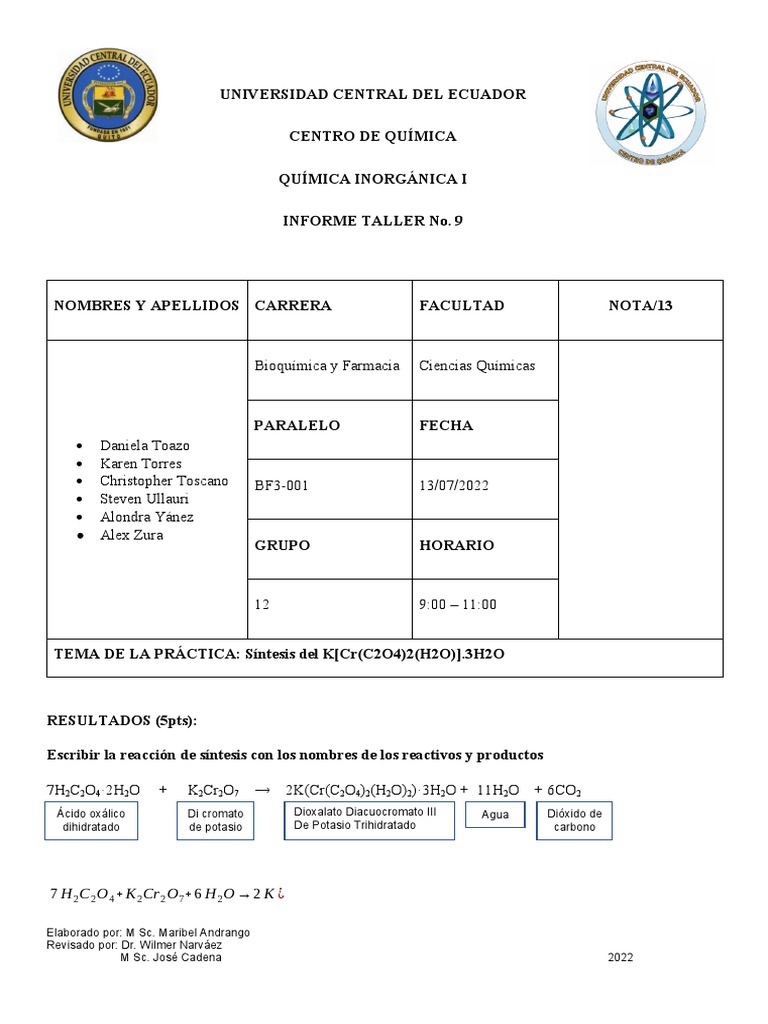 formato-informe-s-ntesis-del-k-cr-c2o4-2-h2o-3h2o-pdf