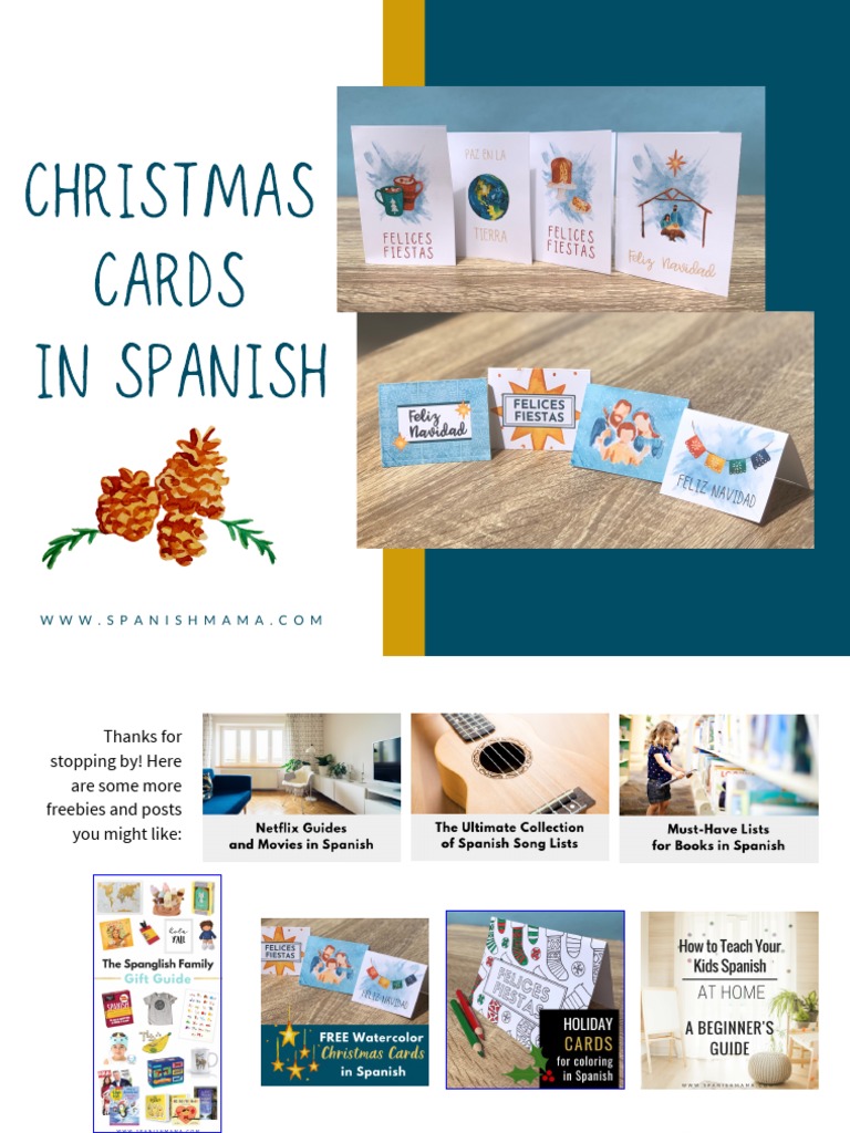 Free Holiday and Christmas Cards in Spanish PDF December