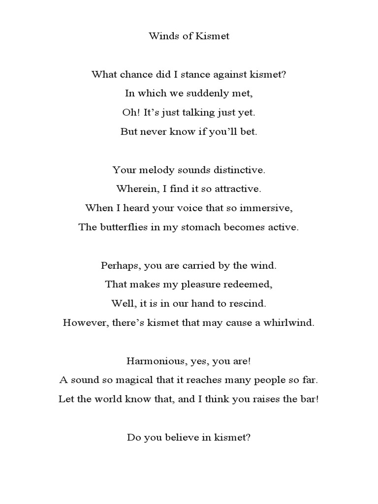 Winds of Kismet Poem PDF