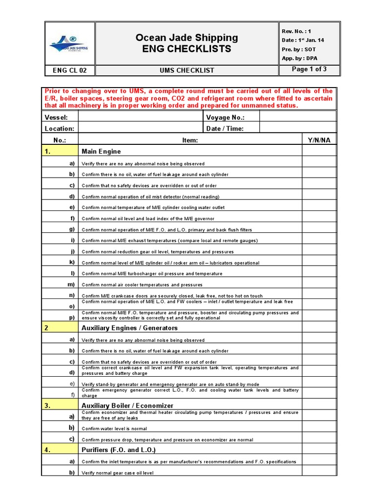ENG CL 02 - UMS Checklist | PDF