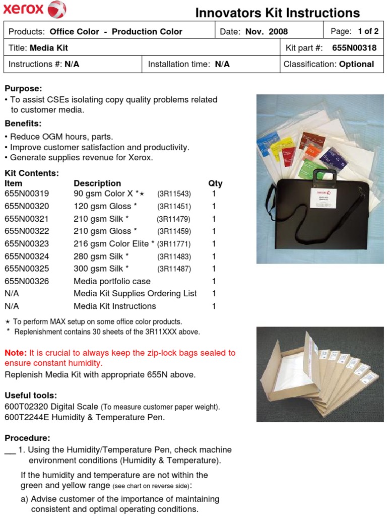 655N00318 - Media Kit Instructions | PDF | Paper | Humidity