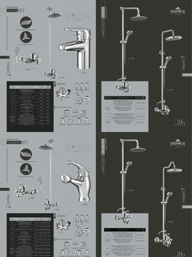Sonex Sanitary Price List PDF PDF Shower