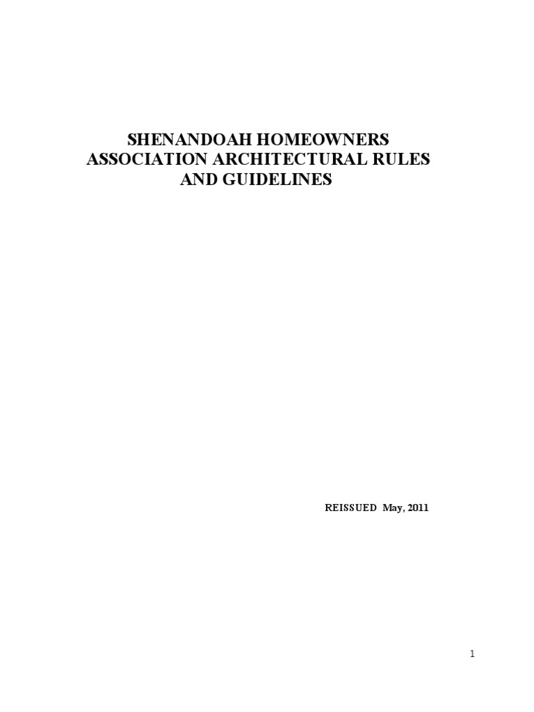 Shenandoah Homeowners Association Architectural Rules and Guidelines ...