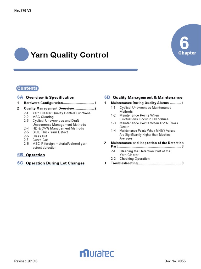 Yarn Quality Control Maintenance Guide | PDF | Yarn | Knitting