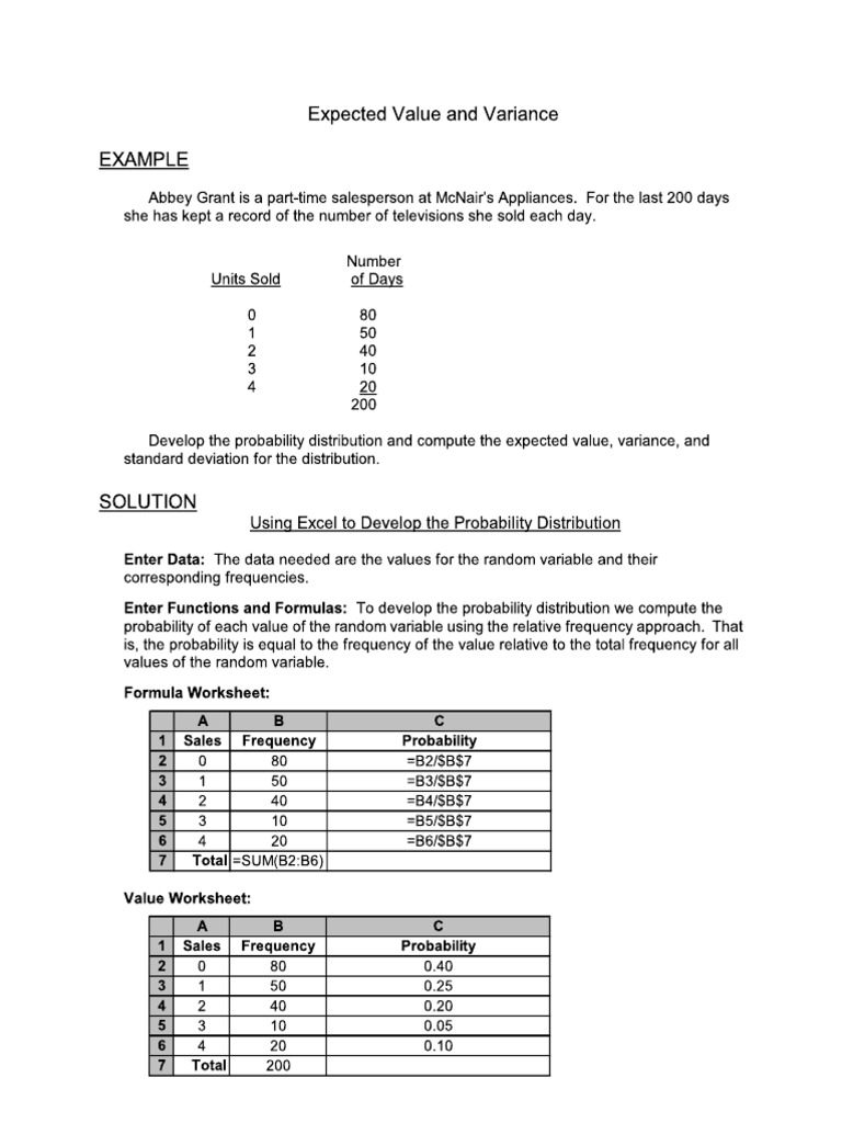 Chapter 5.3 Expected Value and Variance | PDF