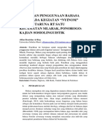 Kekhasan Penggunaan Bahasa Jawa Pada Kegiatan "Nyinom" Karangtaruna RT Satu Kecamatan Mlarak, Ponorogo: Kajian Sosiolinguistik