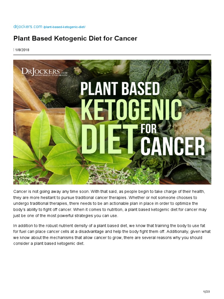 Plant Based Ketogenic Diet For Cancer PDF Omega 3 Fatty Acid Cancer