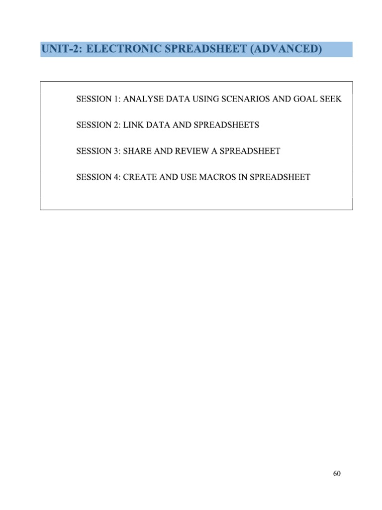 Unit 2 Spreadsheet Book Pdf