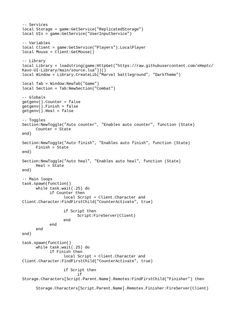 Marvel Battleground Auto Combat Script | PDF