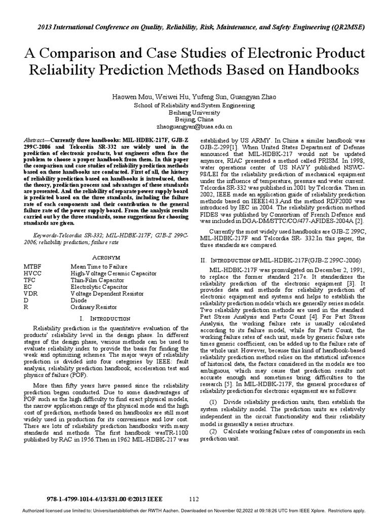 A Comparison and Case Studies of Electronic Product Reliability