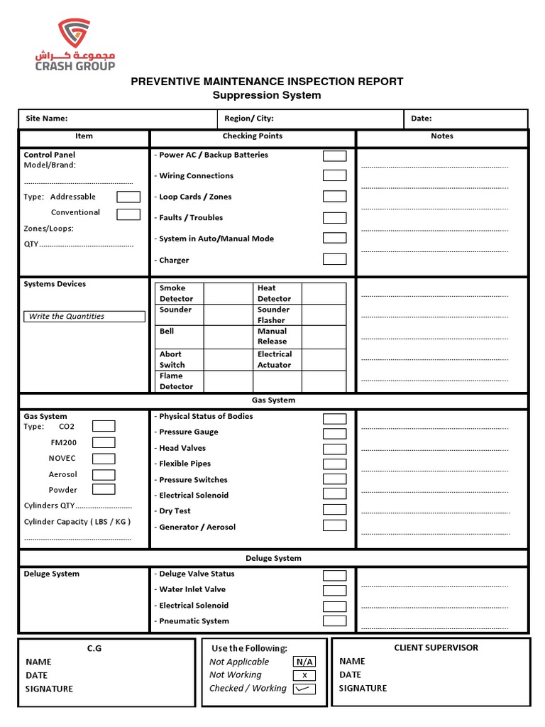 Suppression System Inspection Report | PDF