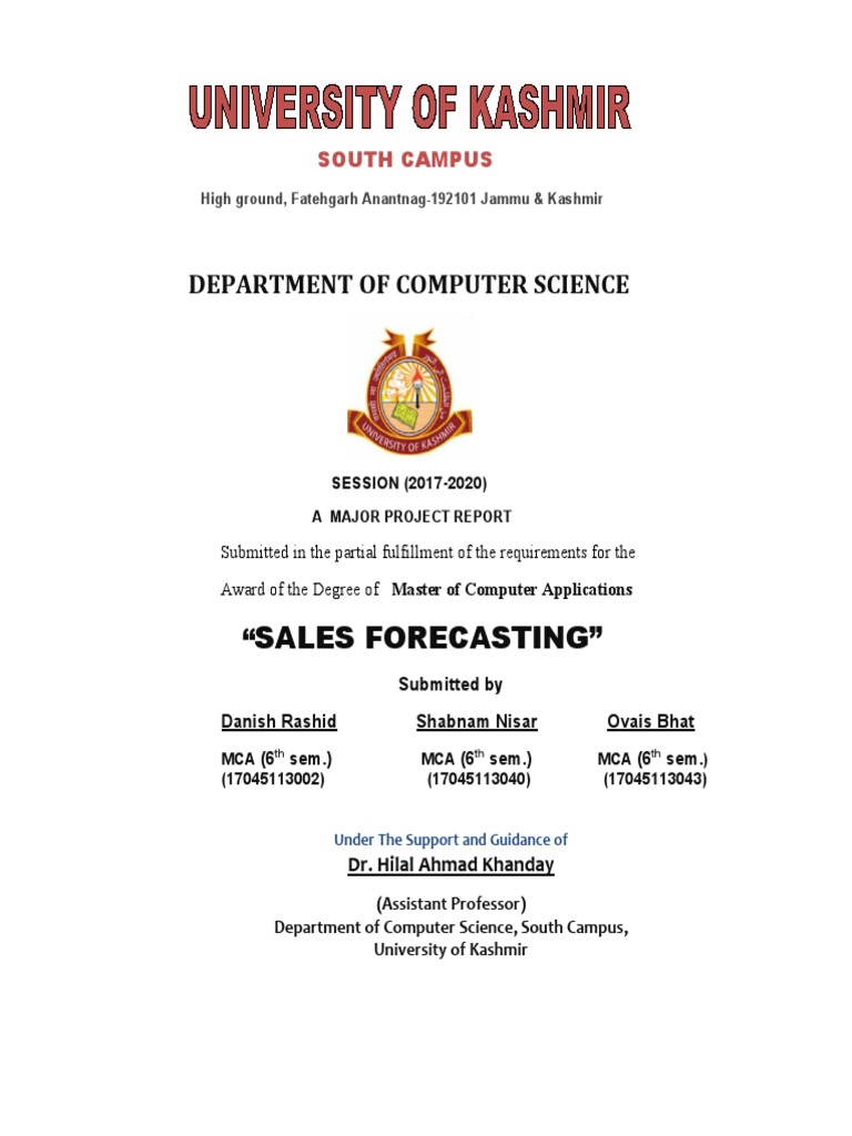 Orginal Sales Forecasting Project Documentation PDF