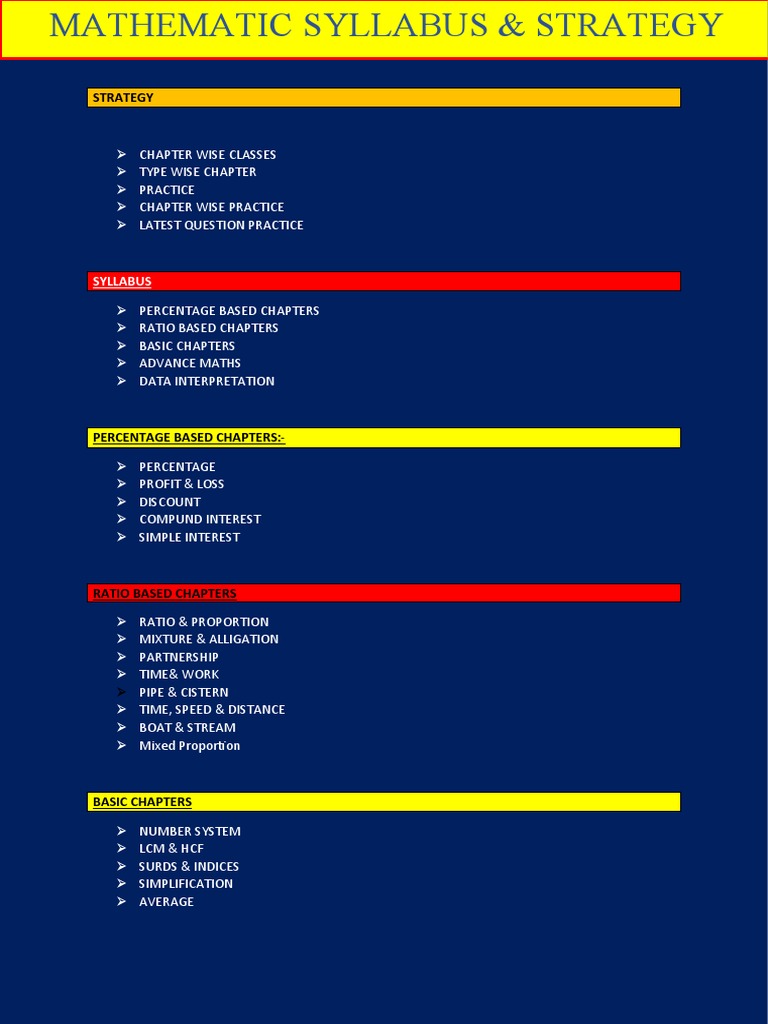 Mathematics Syllabus Strategy PDF